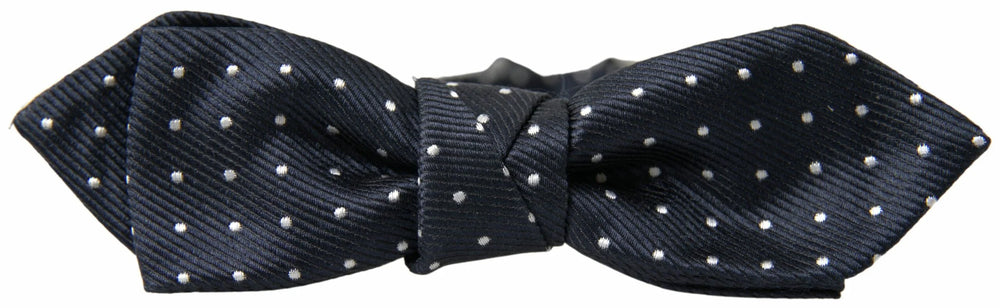 Dolce & Gabbana Blue Polka Dot Silk Adjustable Men Neck Papillon Bow Tie - Neckties