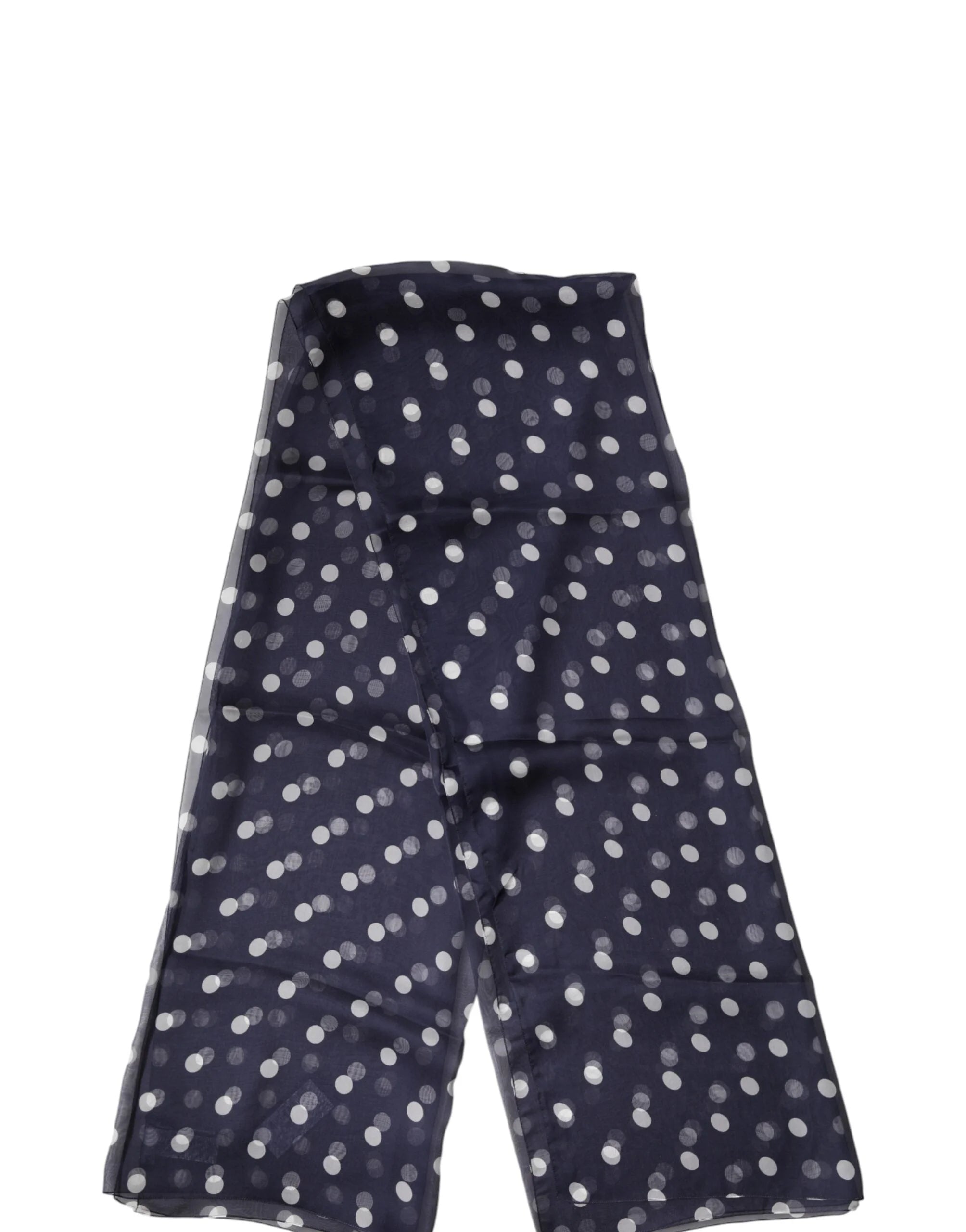 Dolce & Gabbana Blue Polka Dot Silk Neck Wrap Shawl 205cm x 132cm Scarf