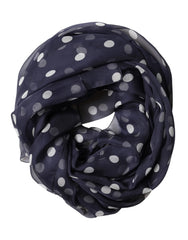 Dolce & Gabbana Blue Polka Dot Silk Neck Wrap Shawl 205cm x 132cm Scarf