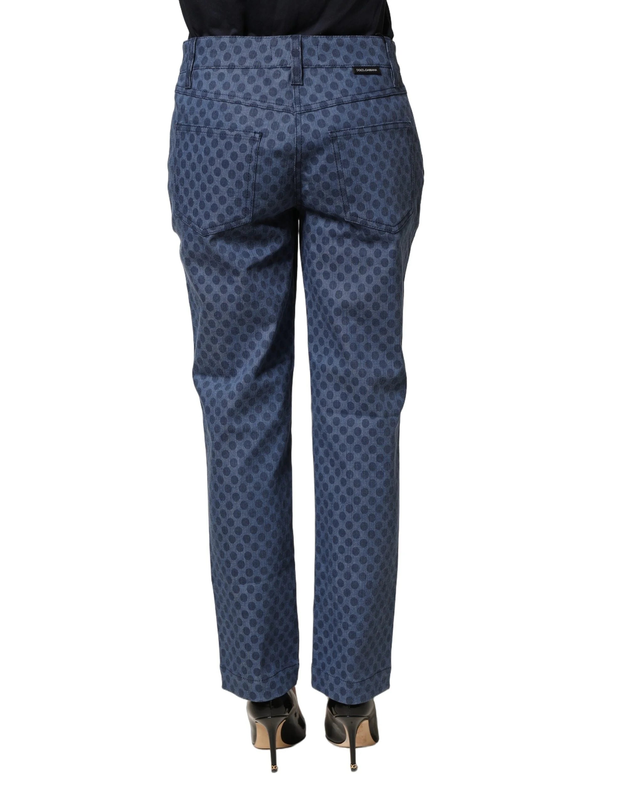 Dolce & Gabbana Blue Polka Dotted Slim Fit Capri Denim Jeans - IT36|XXS
