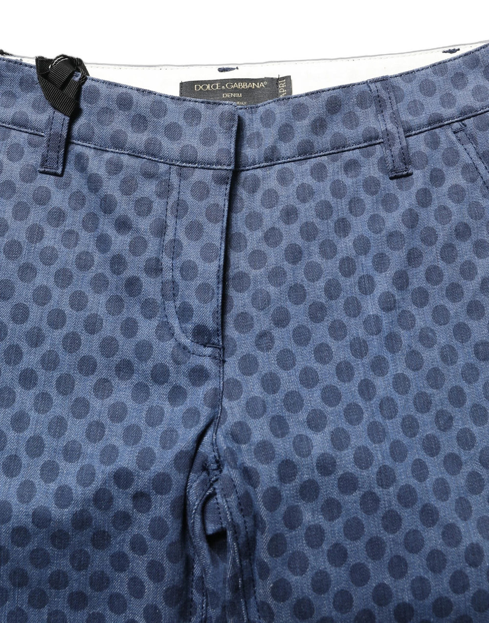 Dolce & Gabbana Blue Polka Dotted Slim Fit Capri Denim Jeans - IT36|XXS