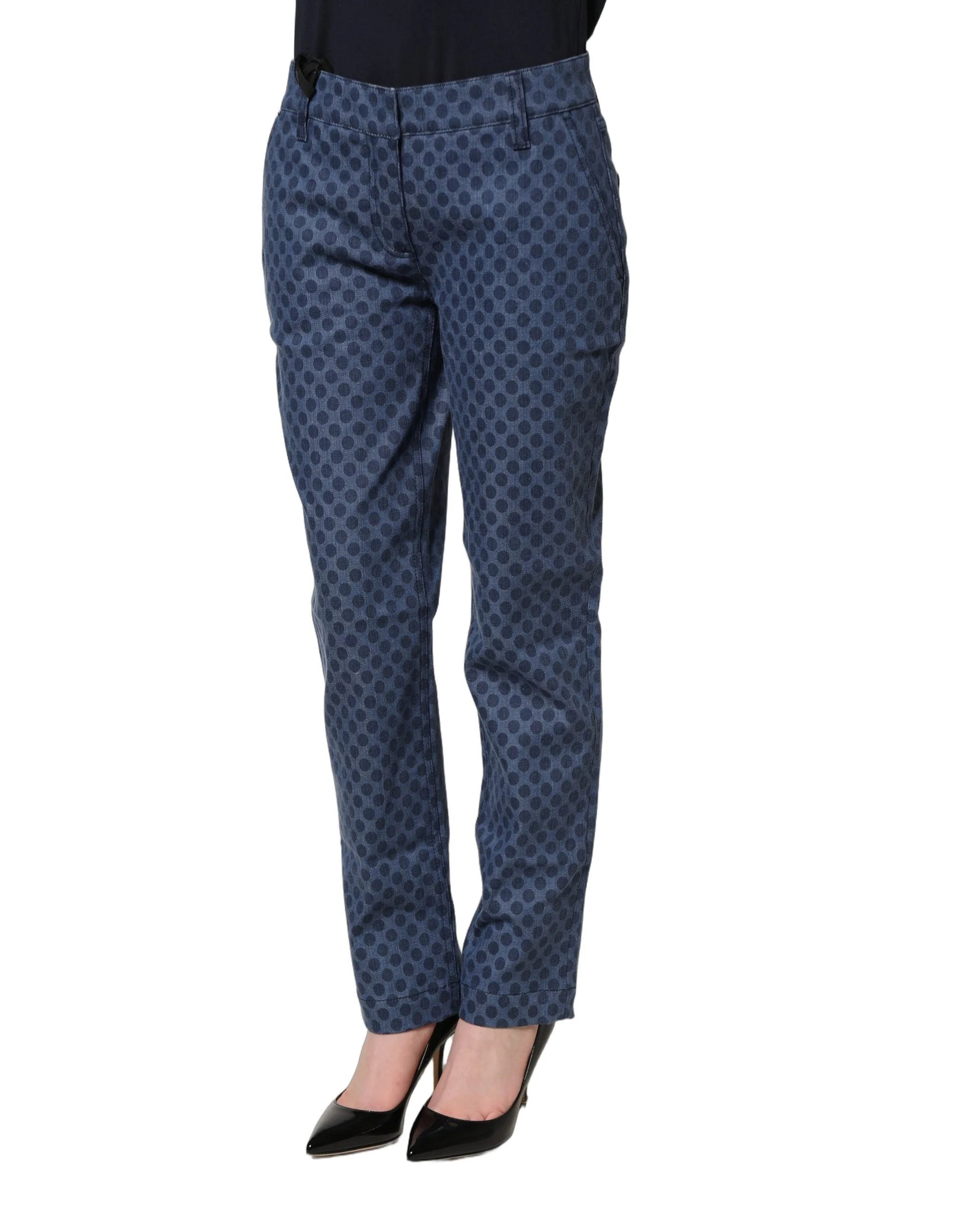 Dolce & Gabbana Blue Polka Dotted Slim Fit Capri Denim Jeans - IT36|XXS
