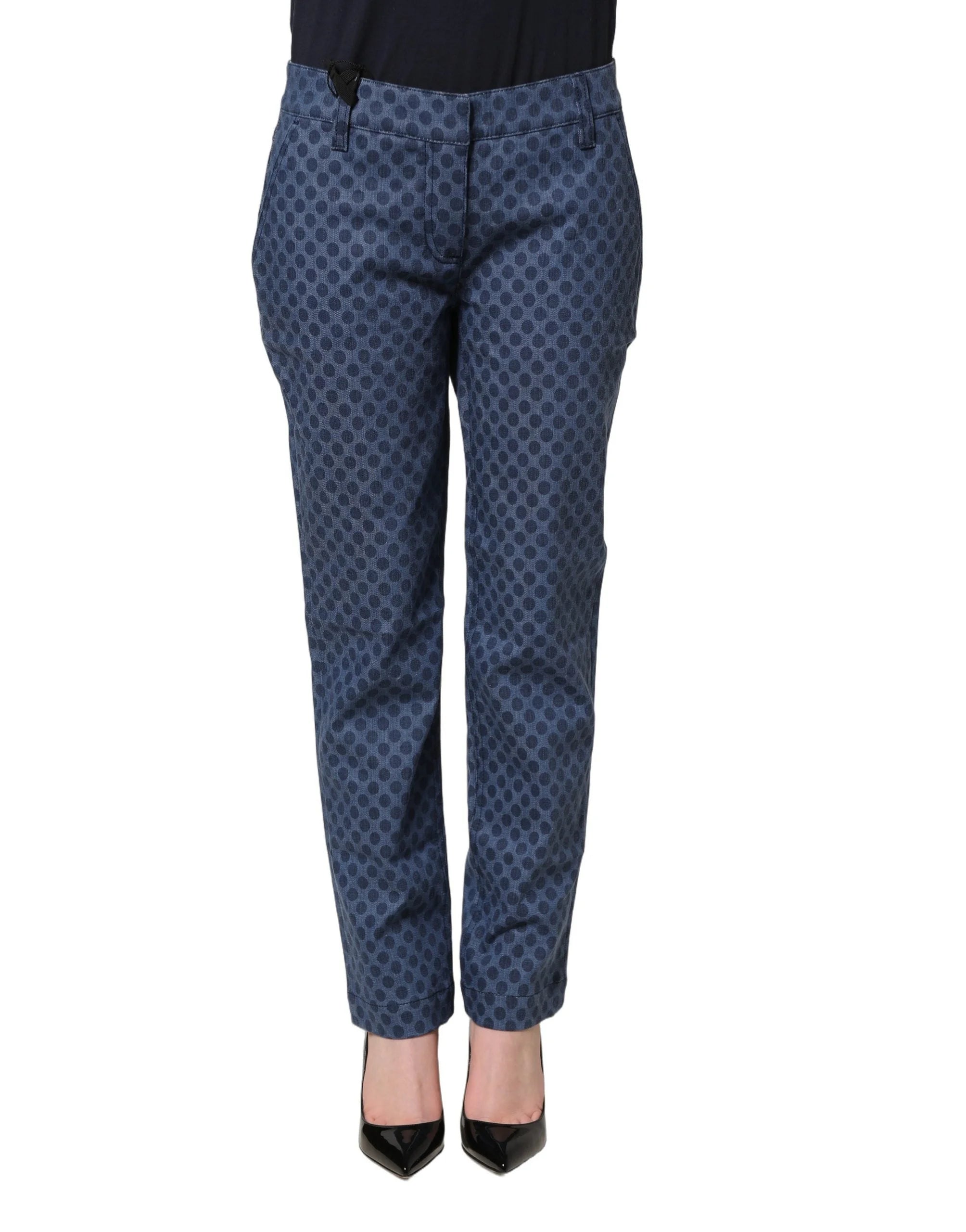 Dolce & Gabbana Blue Polka Dotted Slim Fit Capri Denim Jeans - IT36|XXS