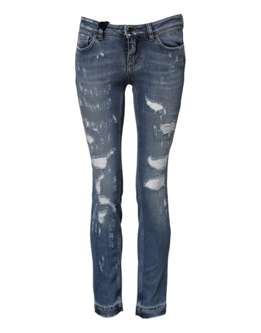 Dolce & Gabbana Blue PRETTY Tattered Skinny Denim Jeans - IT36|XXS - Jeans