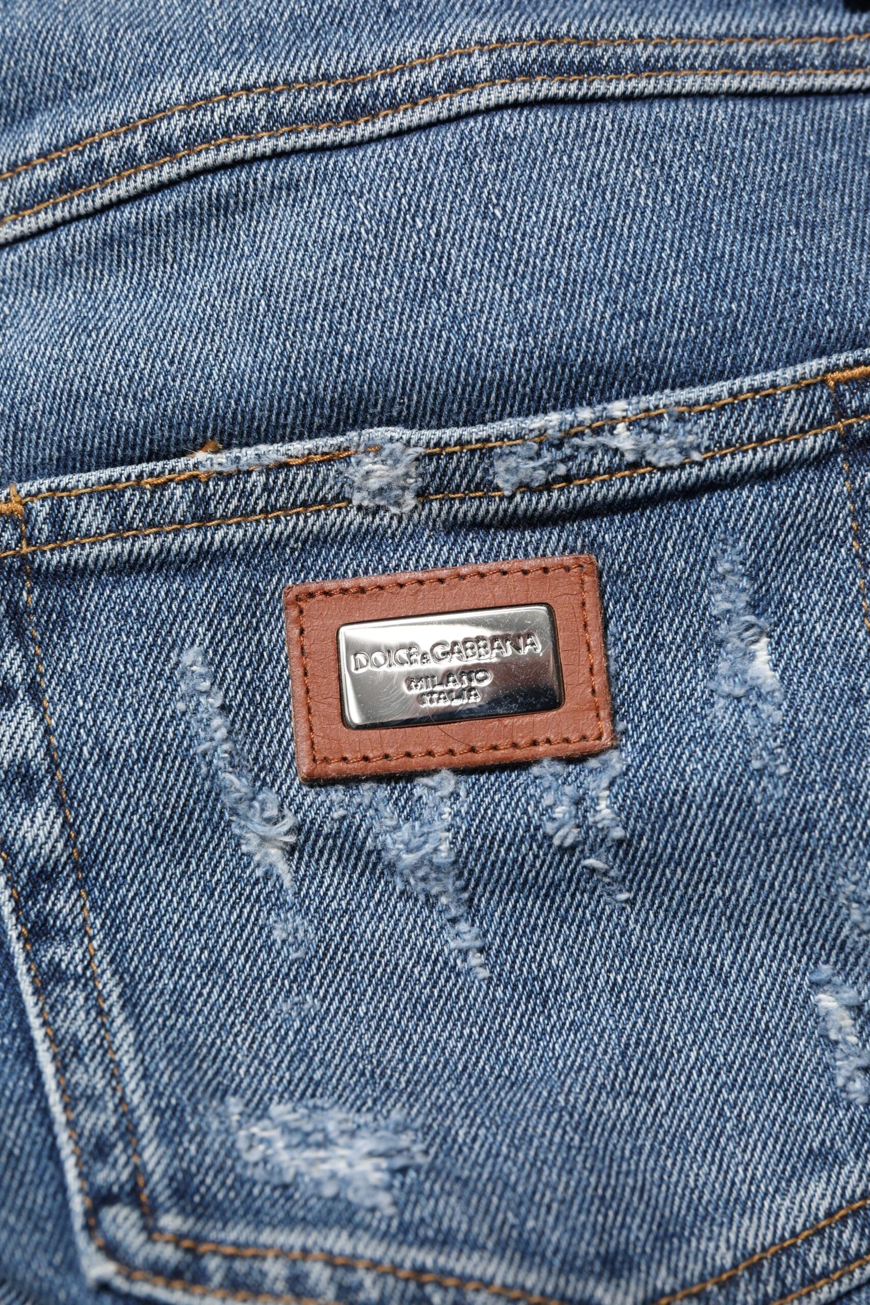 Dolce & Gabbana Blue PRETTY Tattered Skinny Denim Jeans - IT36|XXS - Jeans