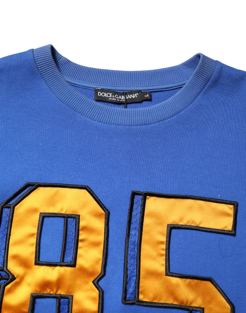 Dolce & Gabbana Blue Printed Cotton Cropped Crew Neck T-shirt - IT50 | L - T-Shirts