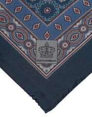 Dolce & Gabbana Blue Printed Silk Square Men Foulard Scarf - Scarves & Shawls