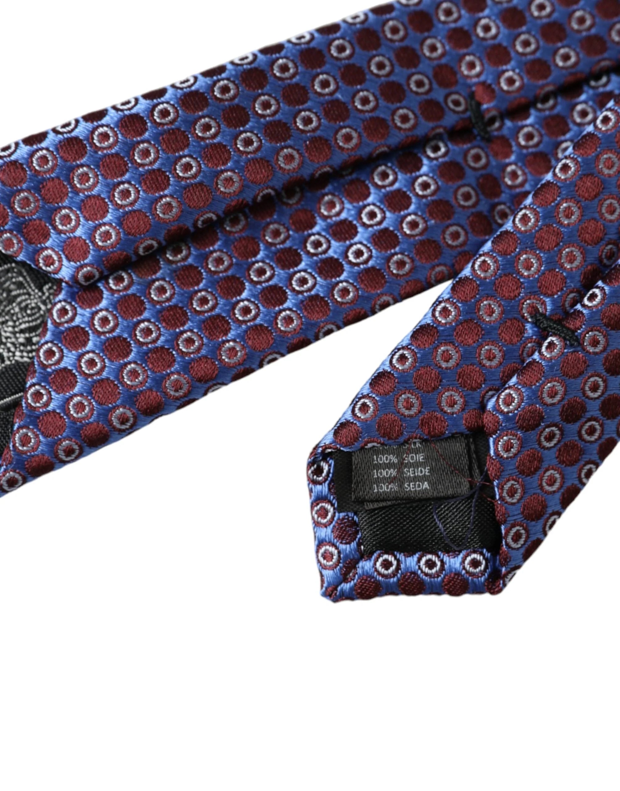 Dolce & Gabbana Blue Purple Patterned Silk Adjustable Men Tie - Neckties