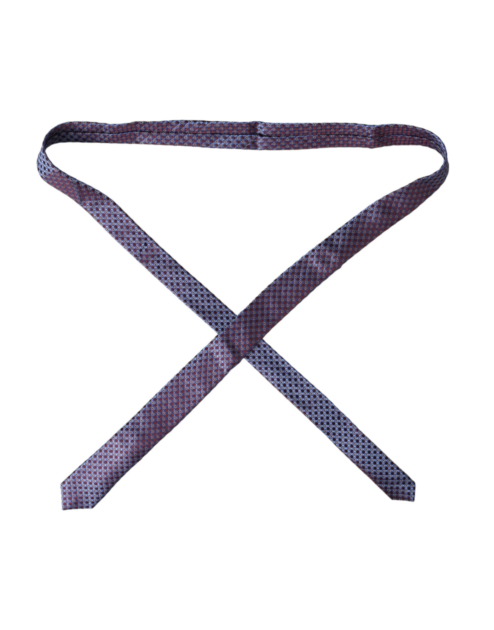Dolce & Gabbana Blue Purple Patterned Silk Adjustable Men Tie - Neckties