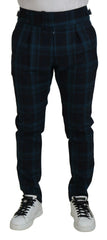 Dolce & Gabbana Blue Purple Plaid Wool Trousers Pants - Chinos