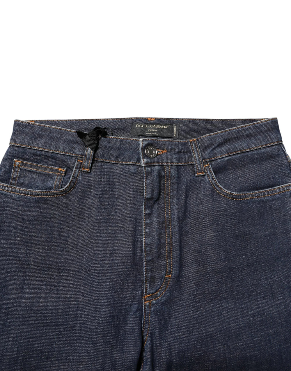 Dolce & Gabbana Blue Queen Patch AUDREY Mid Waist Denim Jeans - Jeans