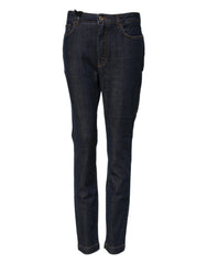 Dolce & Gabbana Blue Queen Patch AUDREY Mid Waist Denim Jeans - Jeans