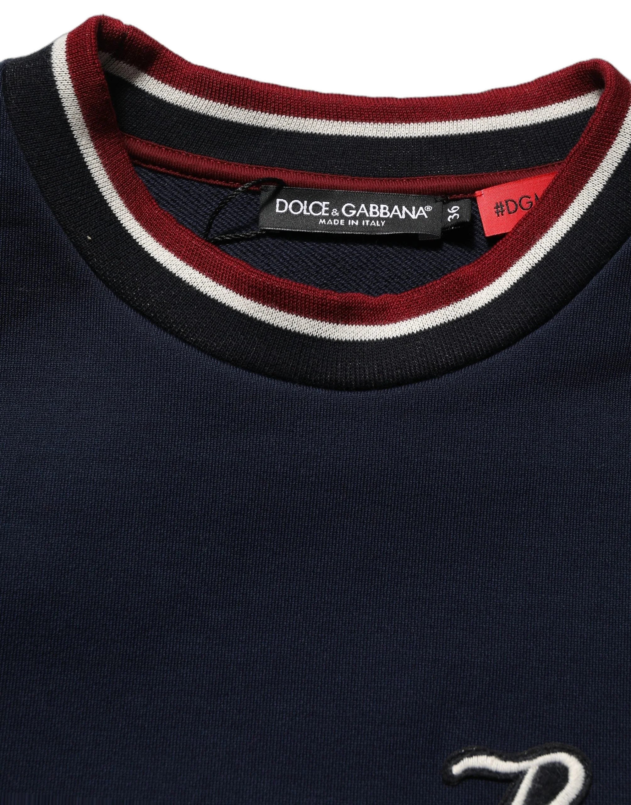 Dolce & Gabbana Blue Red Paneled ’Royals’ Patch Sweatshirt Sweater - IT36|XXS