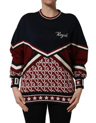 Dolce & Gabbana Blue Red Paneled ’Royals’ Patch Sweatshirt Sweater - IT36|XXS