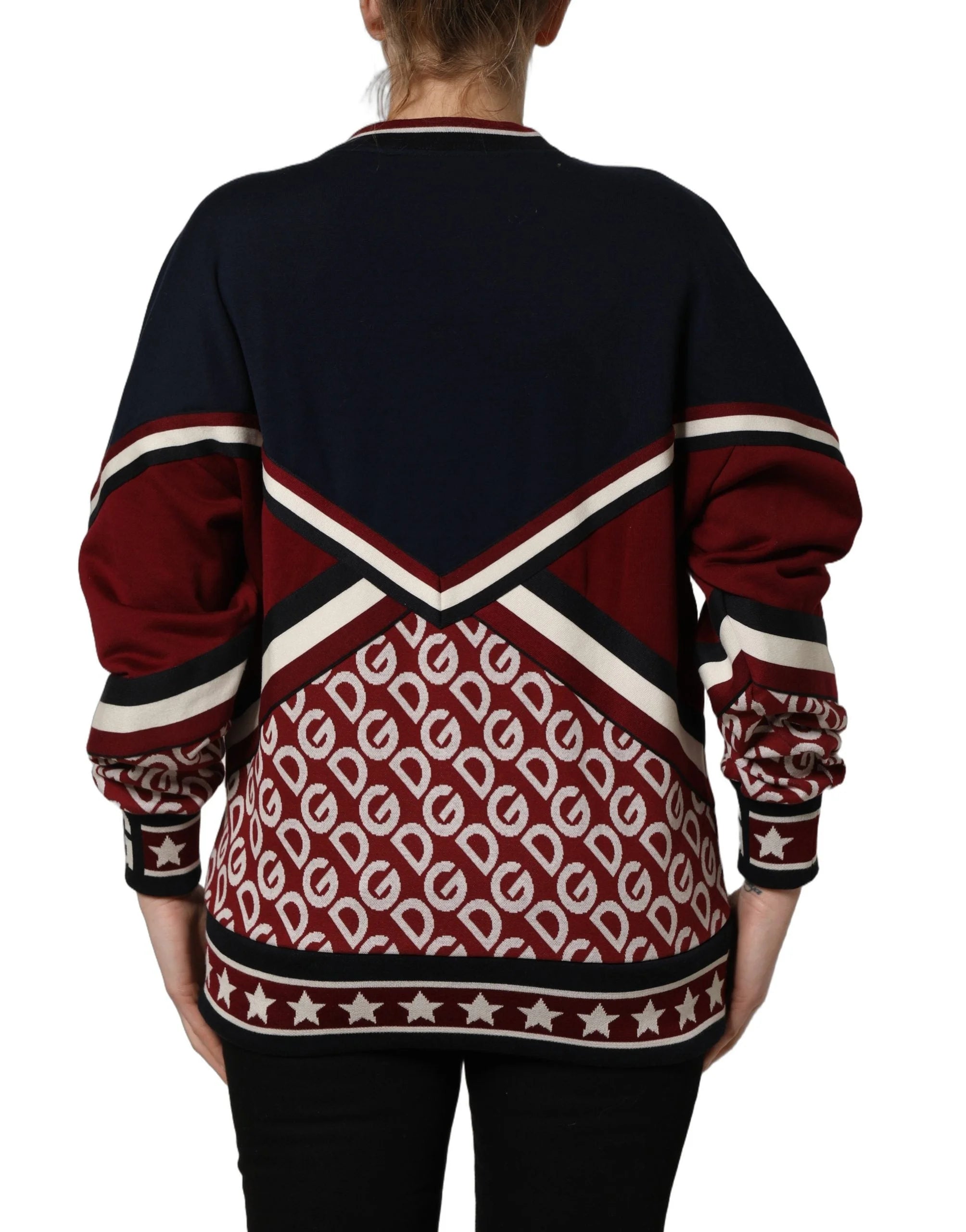Dolce & Gabbana Blue Red Paneled ’Royals’ Patch Sweatshirt Sweater - IT36|XXS