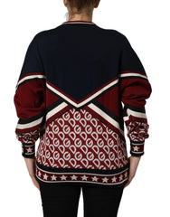Dolce & Gabbana Blue Red Paneled ’Royals’ Patch Sweatshirt Sweater - IT36|XXS