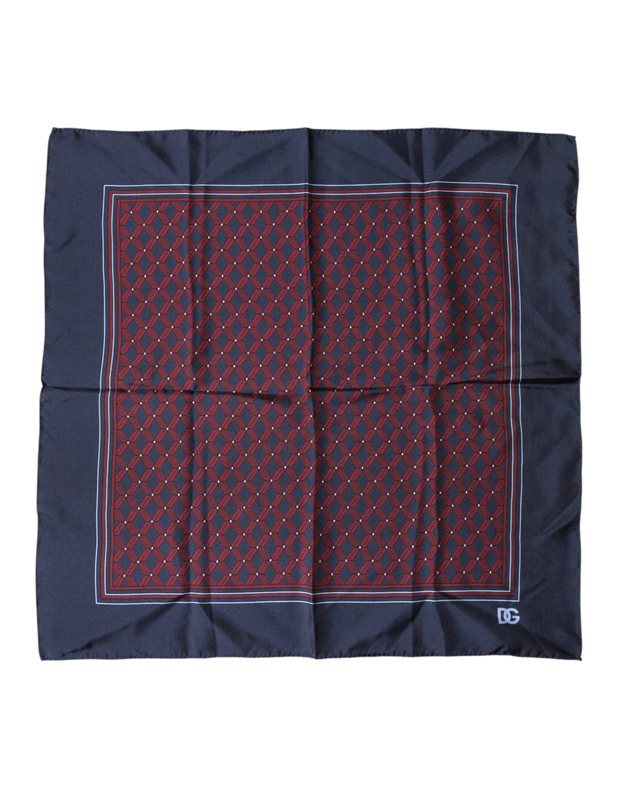 Dolce & Gabbana Blue Red Patterned Silk Square Foulard Scarf