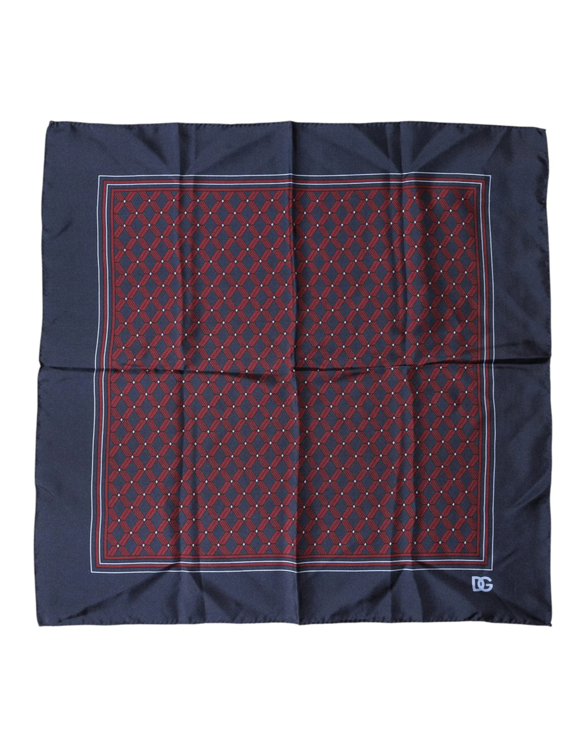 Dolce & Gabbana Blue Red Patterned Silk Square Foulard Scarf