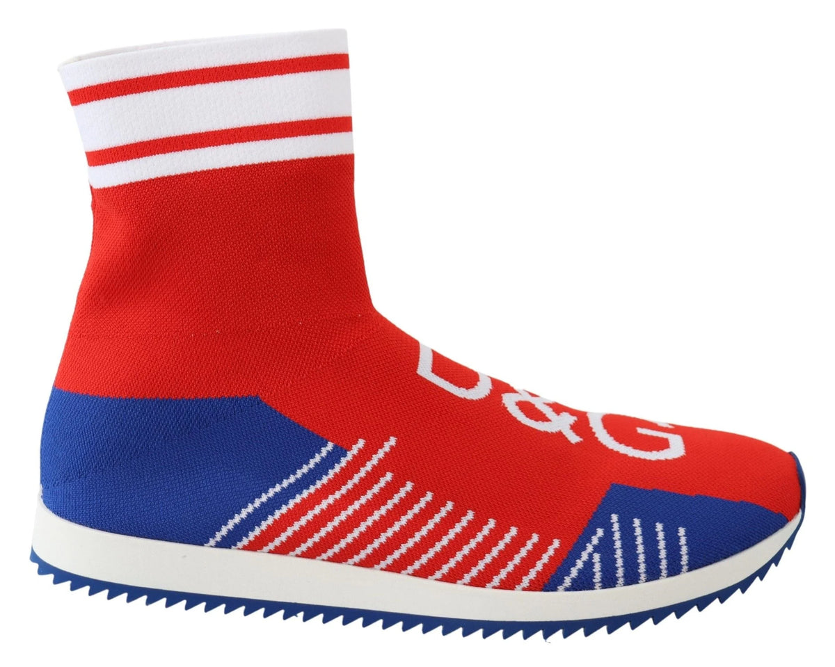 Dolce & Gabbana Blue Red Sorrento Logo Sneakers Socks Shoes - Sneakers
