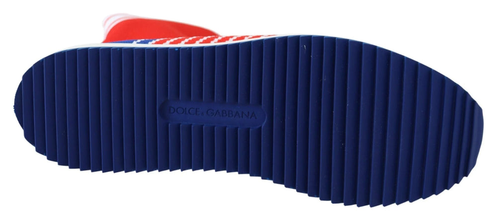 Dolce & Gabbana Blue Red Sorrento Logo Sneakers Socks Shoes - Sneakers