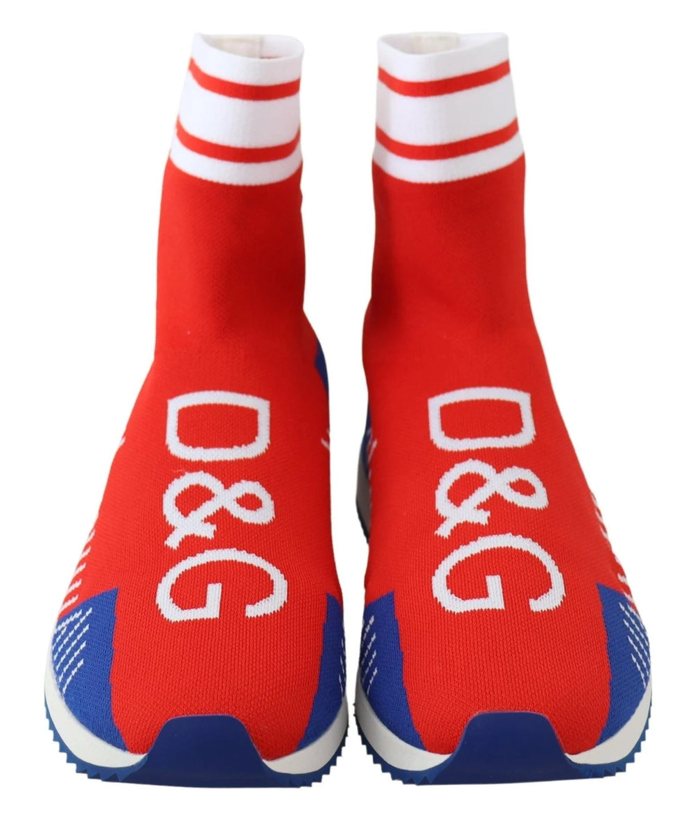 Dolce & Gabbana Blue Red Sorrento Logo Sneakers Socks Shoes - Sneakers