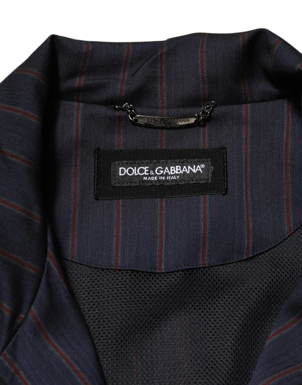 Dolce & Gabbana Blue Red Striped Logo Plaque Full Zip Jacket - Bomber Jackets