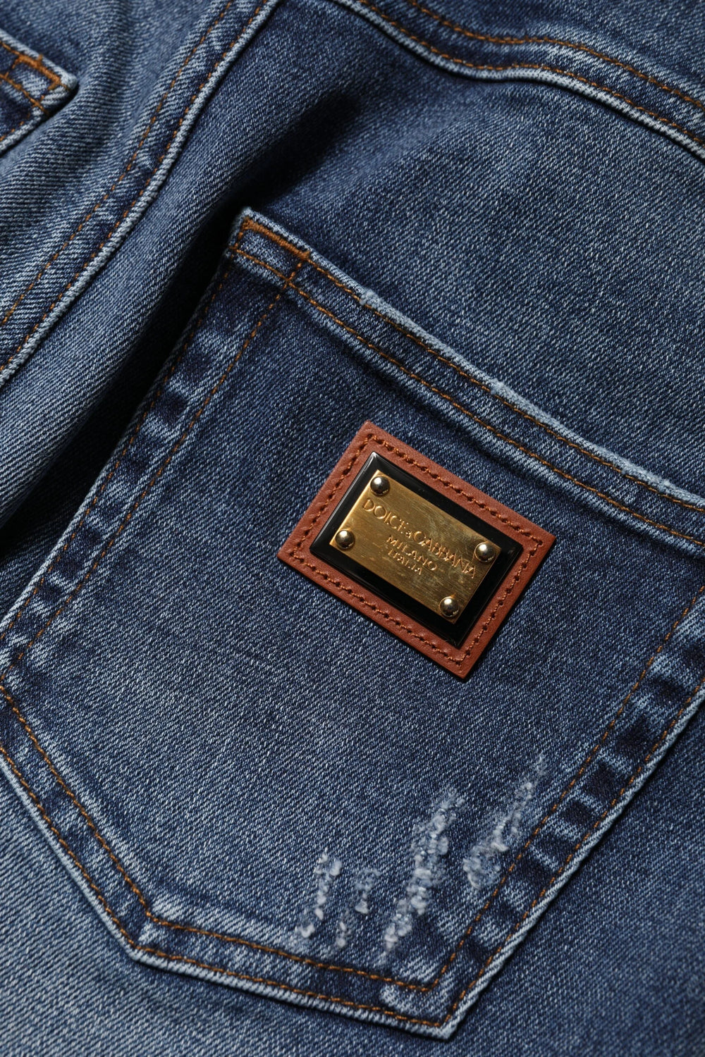 Dolce & Gabbana Blue Rhinestone Embellished Denim Jeans - Jeans