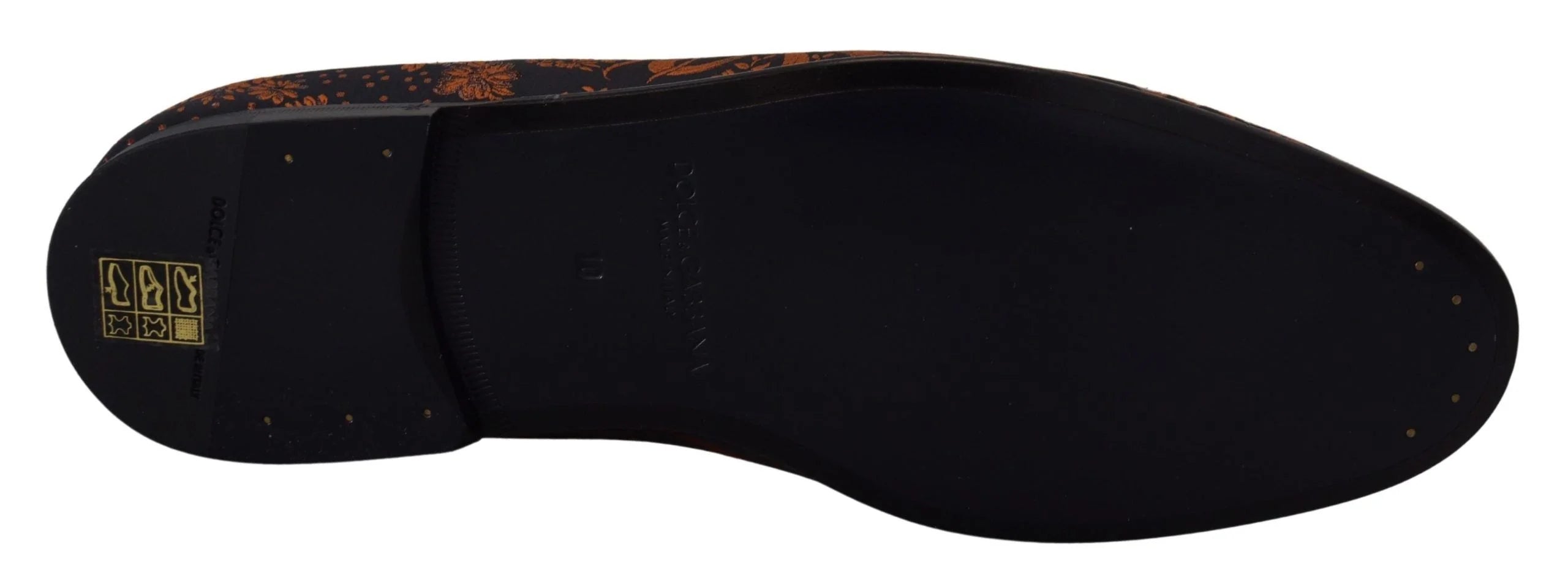 Dolce & Gabbana Blue Rust Floral Slippers Loafers Shoes - Flats