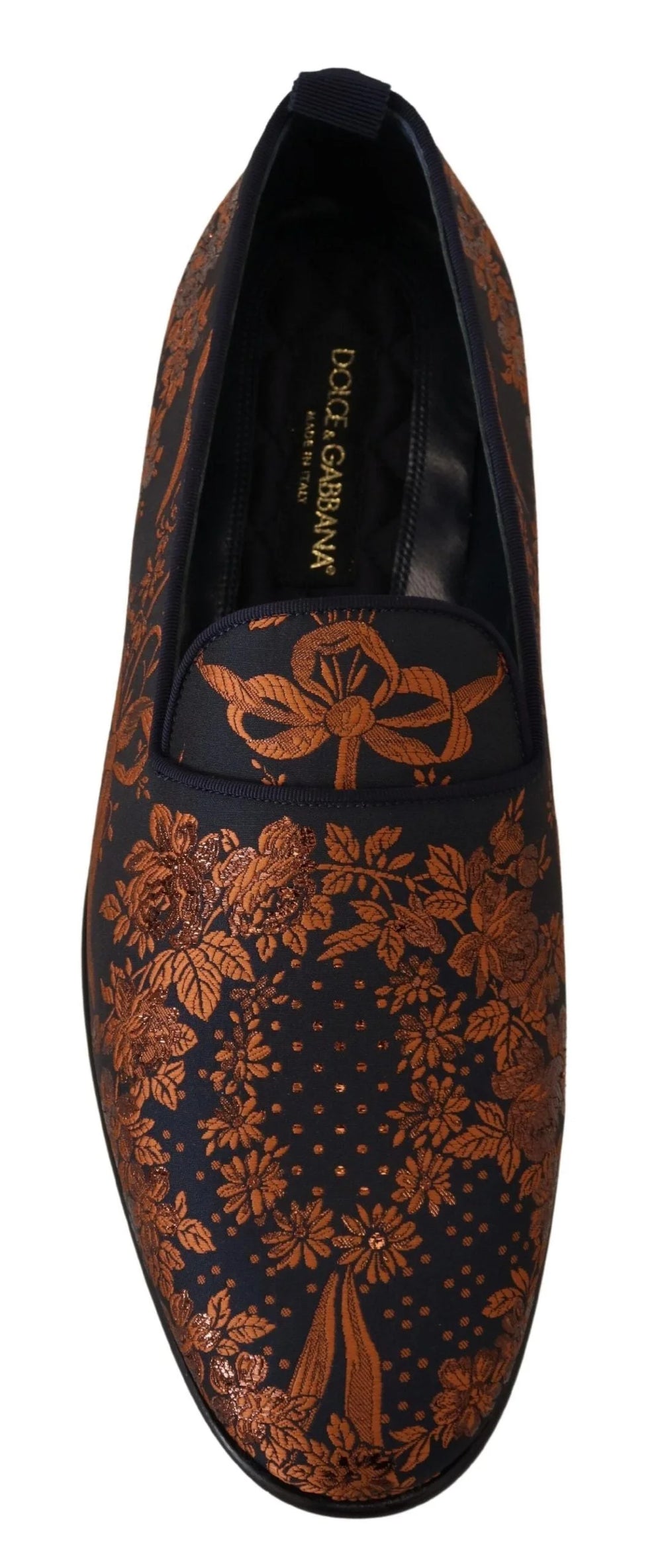 Dolce & Gabbana Blue Rust Floral Slippers Loafers Shoes - Flats