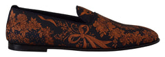Dolce & Gabbana Blue Rust Floral Slippers Loafers Shoes - Flats