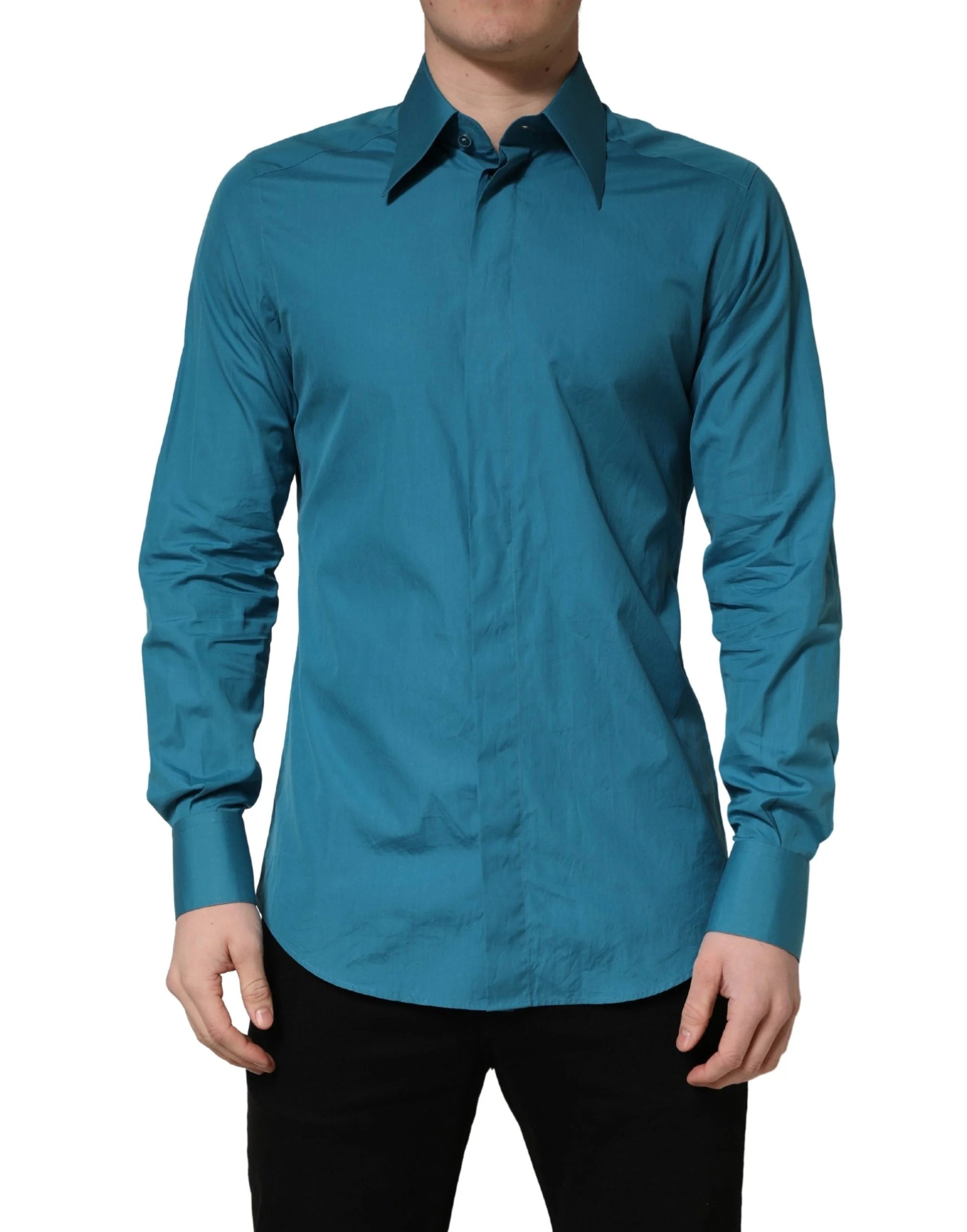 Dolce & Gabbana Blue SARTORIA Long Sleeve Cotton Dress Shirt - IT40 | M