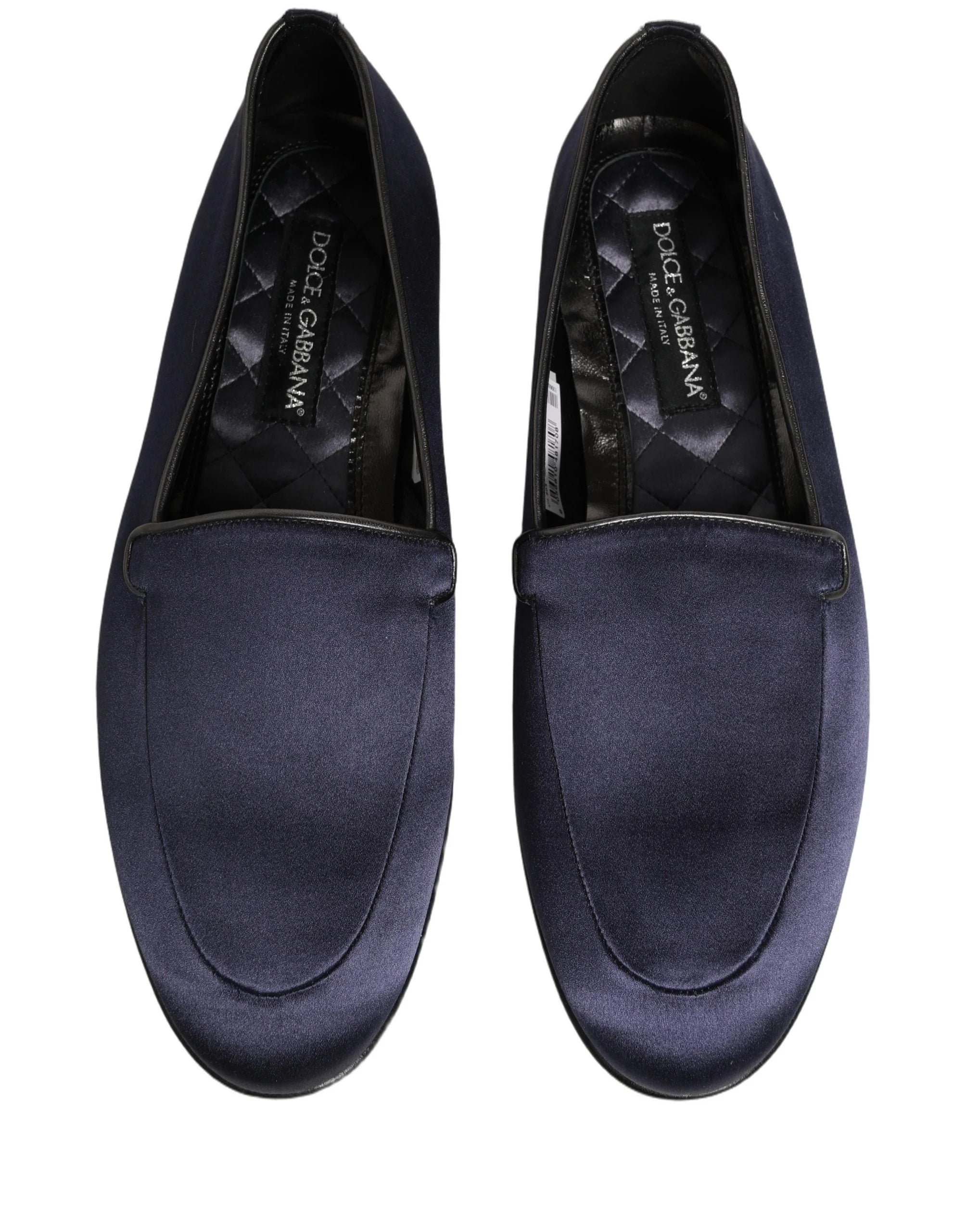 Dolce & Gabbana Blue Satin Logo Slip On Flats Loafers Shoes - EU42/US9