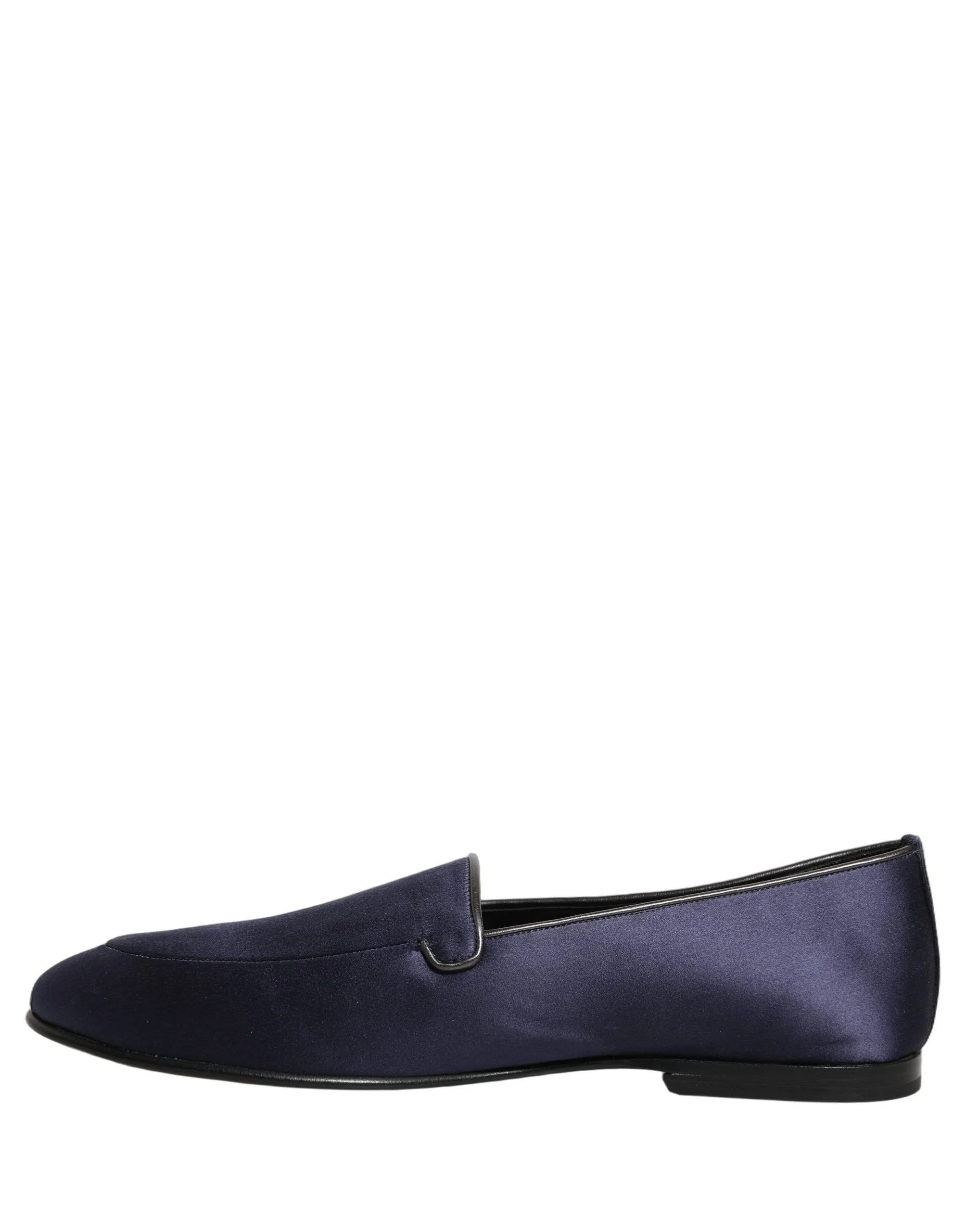 Dolce & Gabbana Blue Satin Logo Slip On Flats Loafers Shoes - EU42/US9