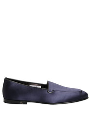 Dolce & Gabbana Blue Satin Logo Slip On Flats Loafers Shoes - EU42/US9