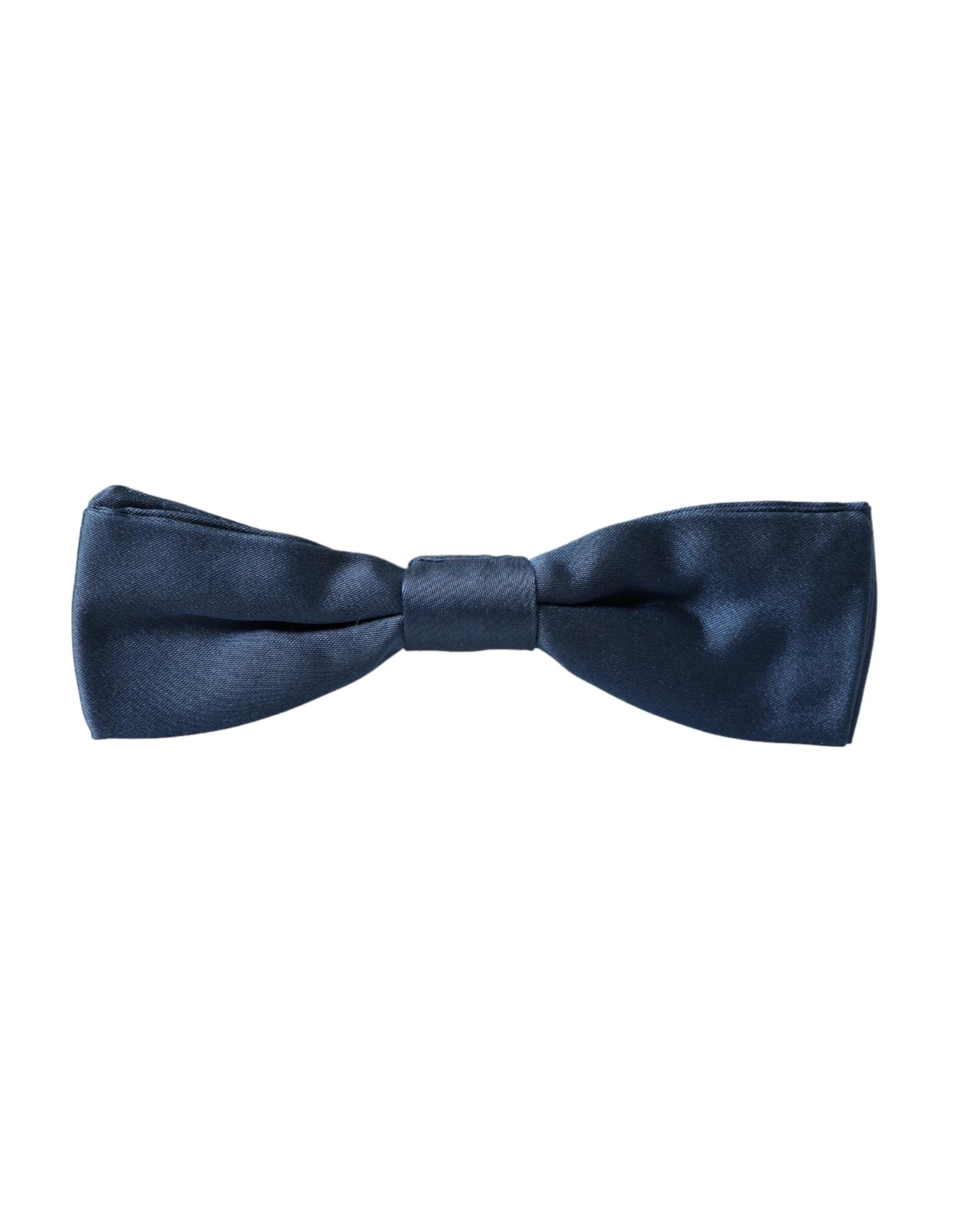 Dolce & Gabbana Blue Satin Silk Adjustable Neck Men Bow Tie - Neckties