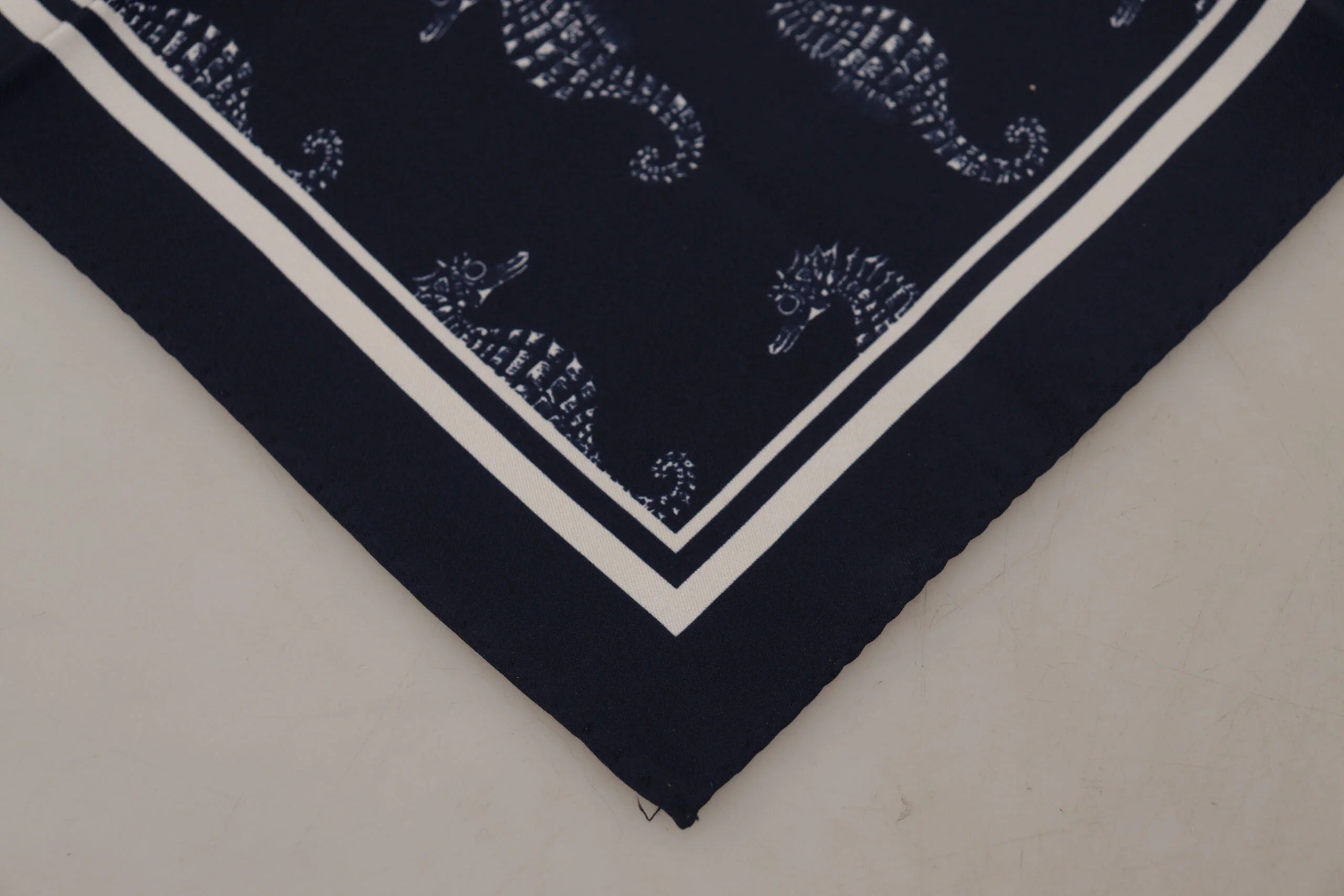 Dolce & Gabbana Blue Seahorse DG Printed Square Handkerchief Scarf - Scarves & Shawls