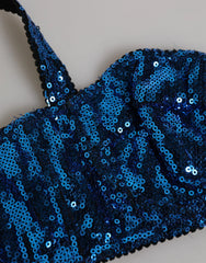Dolce & Gabbana Blue Sequin Embellished Balconnet Bra Underwear - IT2 | S