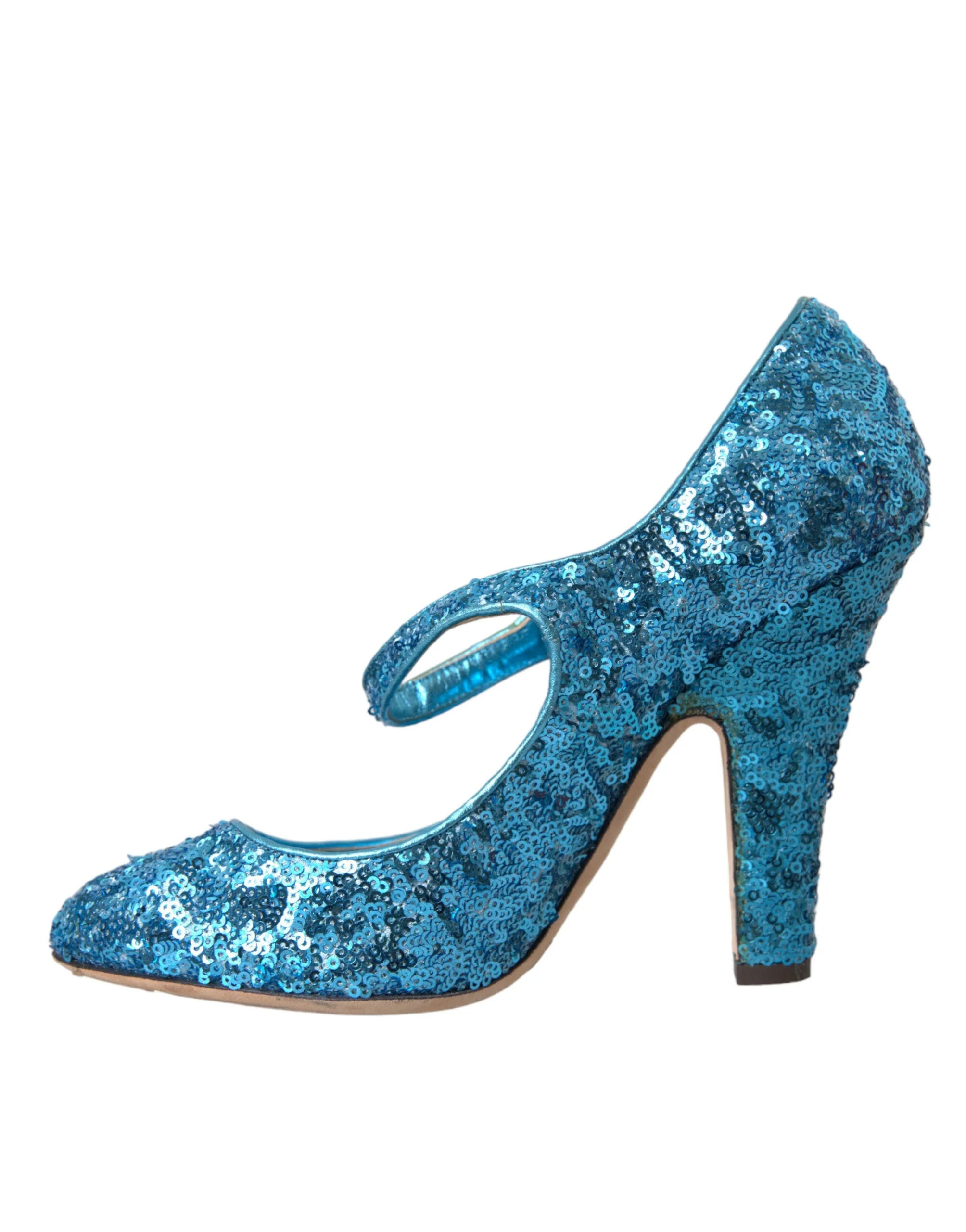Dolce & Gabbana Blue Sequin Mary Jane Pumps High Heels Shoes - EU39/US8.5