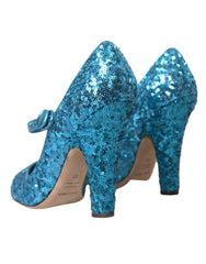Dolce & Gabbana Blue Sequin Mary Jane Pumps High Heels Shoes - EU39/US8.5