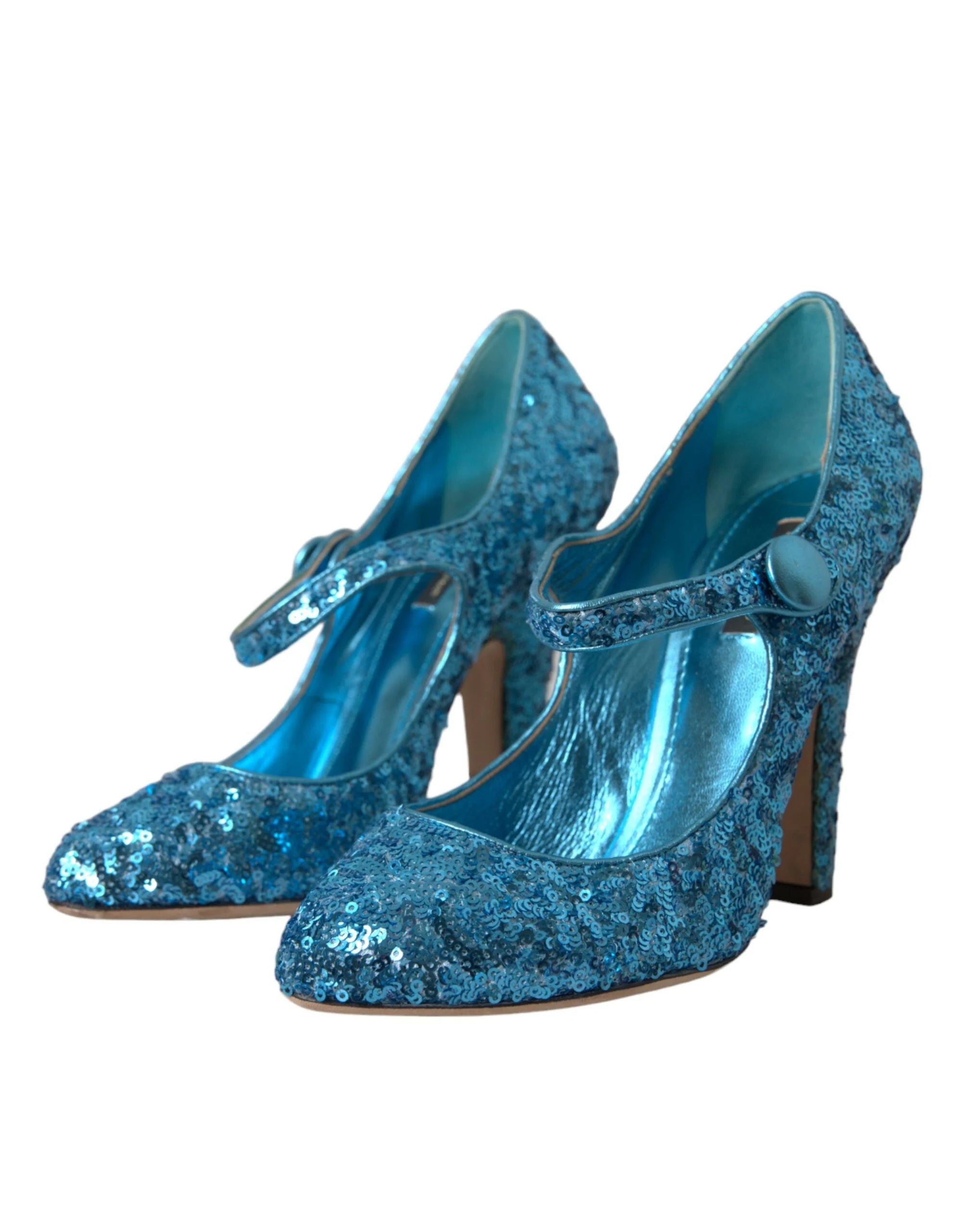 Dolce & Gabbana Blue Sequin Mary Jane Pumps High Heels Shoes - EU39/US8.5