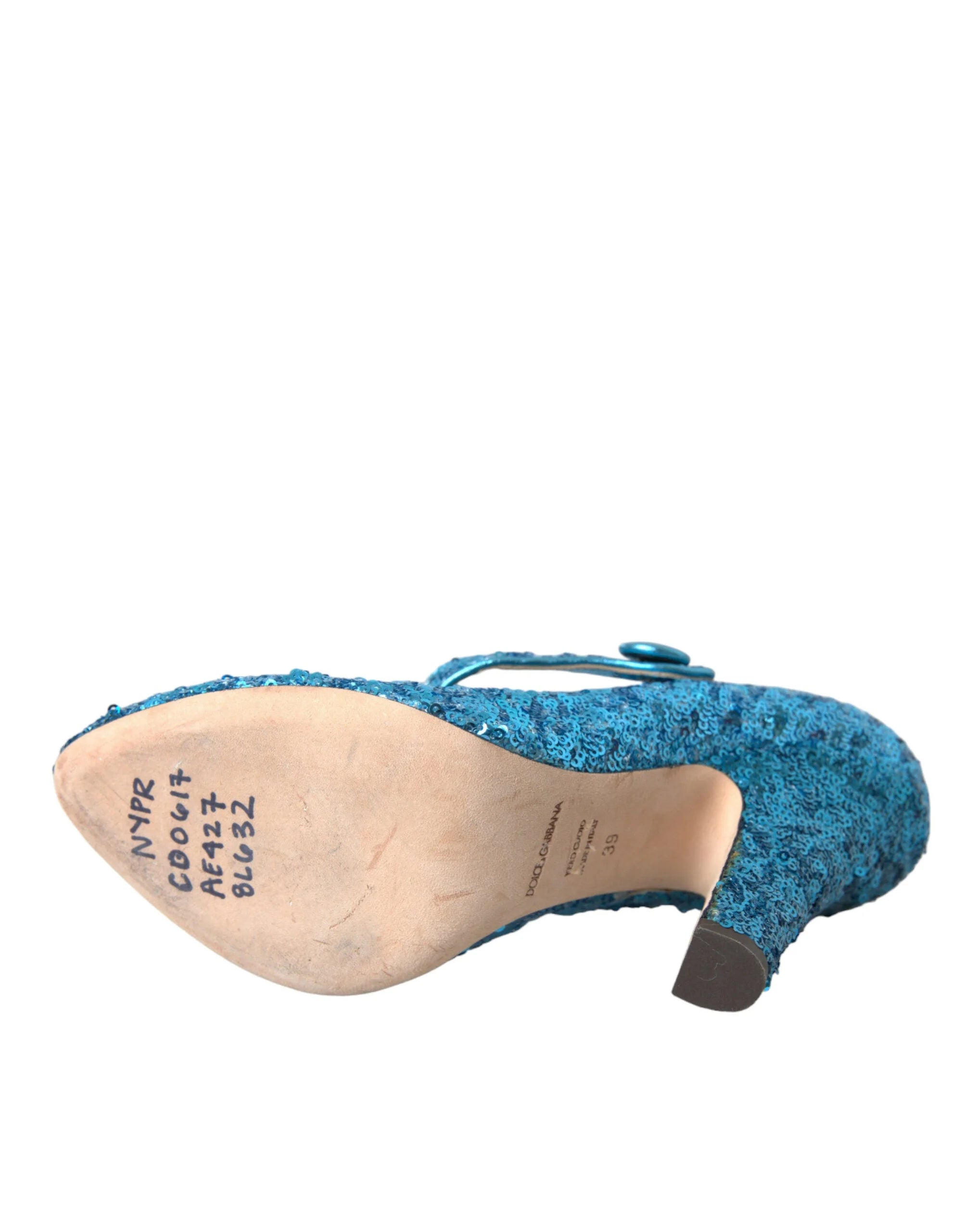 Dolce & Gabbana Blue Sequin Mary Jane Pumps High Heels Shoes - EU39/US8.5
