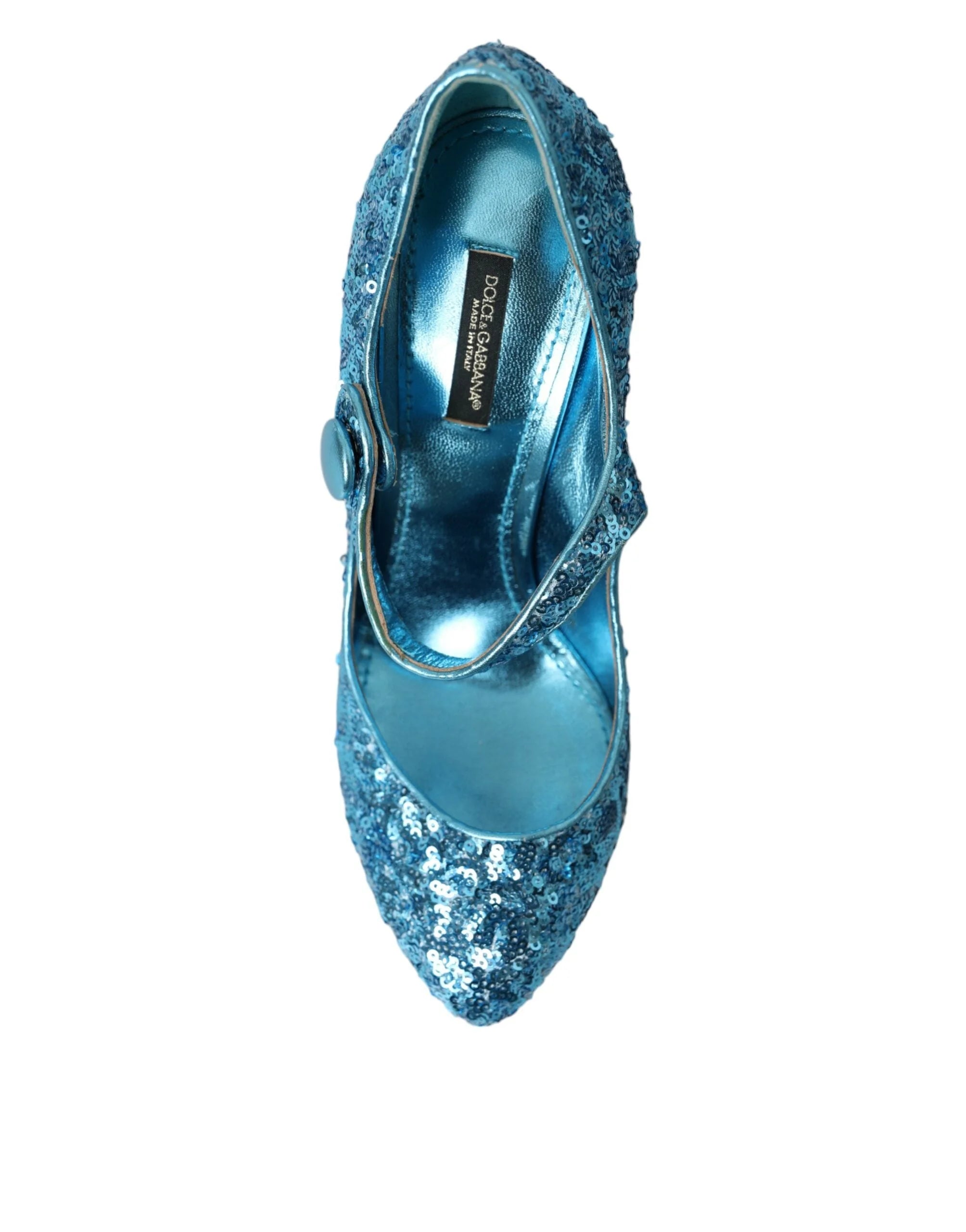 Dolce & Gabbana Blue Sequin Mary Jane Pumps High Heels Shoes - EU39/US8.5