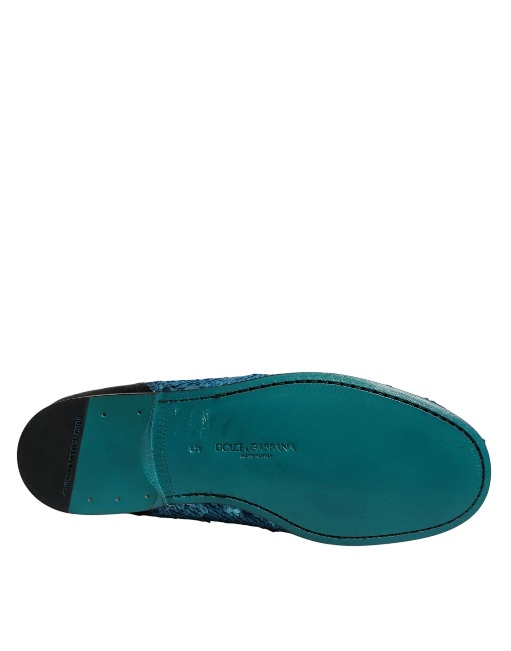 Dolce & Gabbana Blue Sequined Loafers Formal Dress Shoes - EU39/US6 - Flats