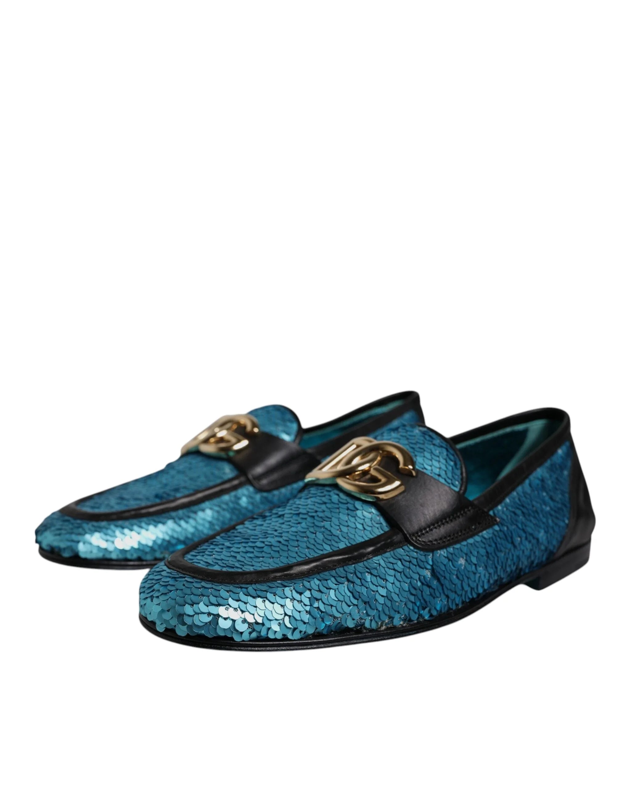 Dolce & Gabbana Blue Sequined Loafers Formal Dress Shoes - EU39/US6 - Flats