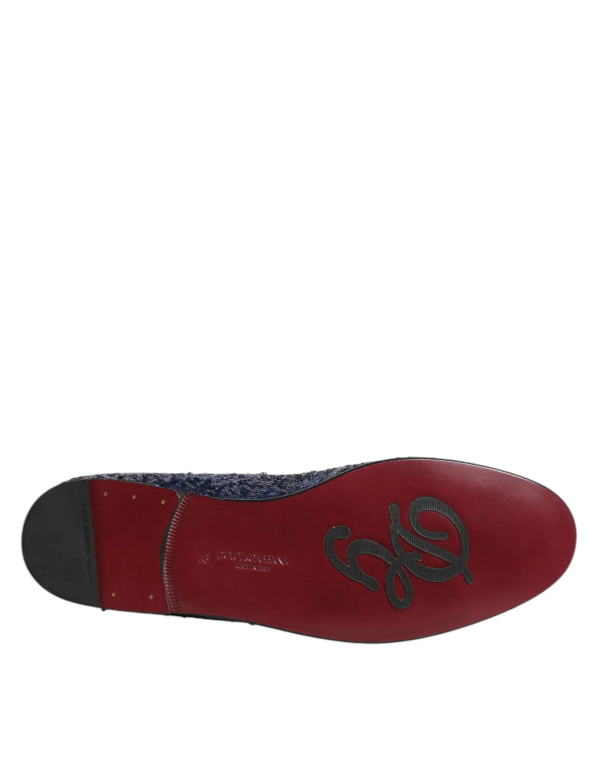 Dolce & Gabbana Blue Sequined Loafers Slippers Men Dress Shoes - Flats