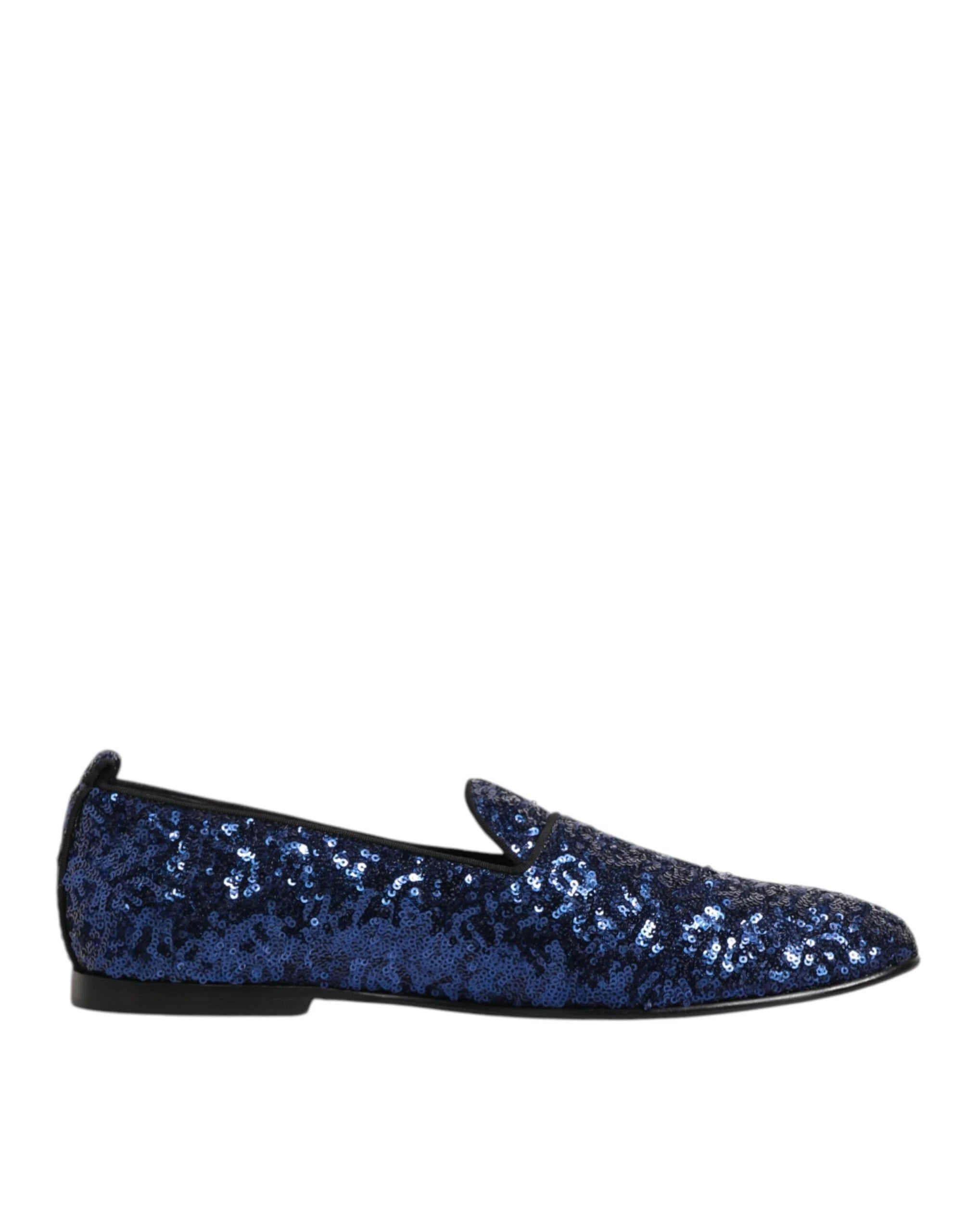 Dolce & Gabbana Blue Sequined Loafers Slippers Men Dress Shoes - Flats