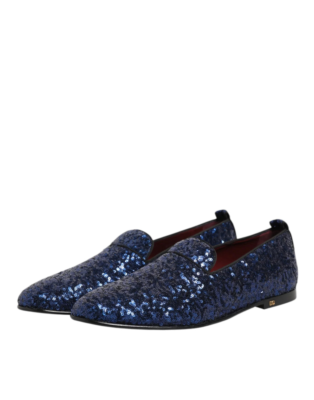 Dolce & Gabbana Blue Sequined Loafers Slippers Men Dress Shoes - Flats