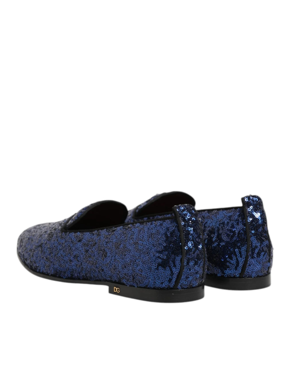 Dolce & Gabbana Blue Sequined Loafers Slippers Men Dress Shoes - Flats