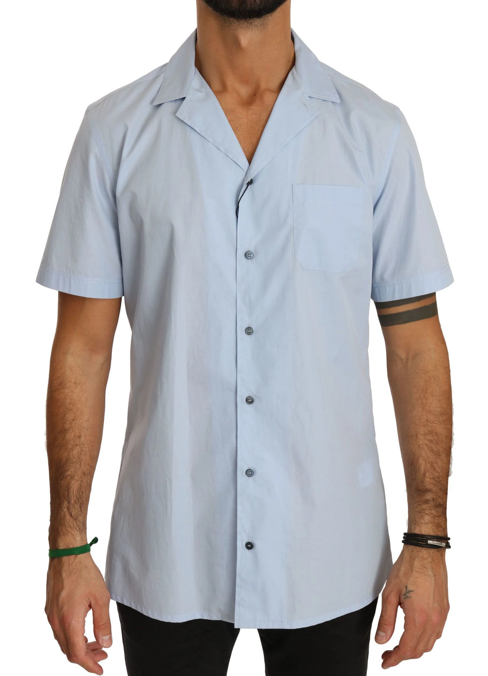Dolce & Gabbana Blue Short Sleeve 100% Cotton Top Shirt - IT40 | M - Shirts