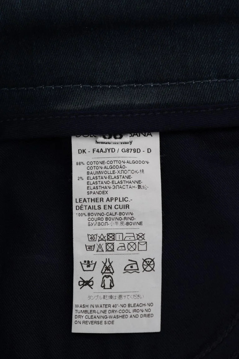 Dolce & Gabbana Blue Short striped Mini Denim Skirt - Skirts